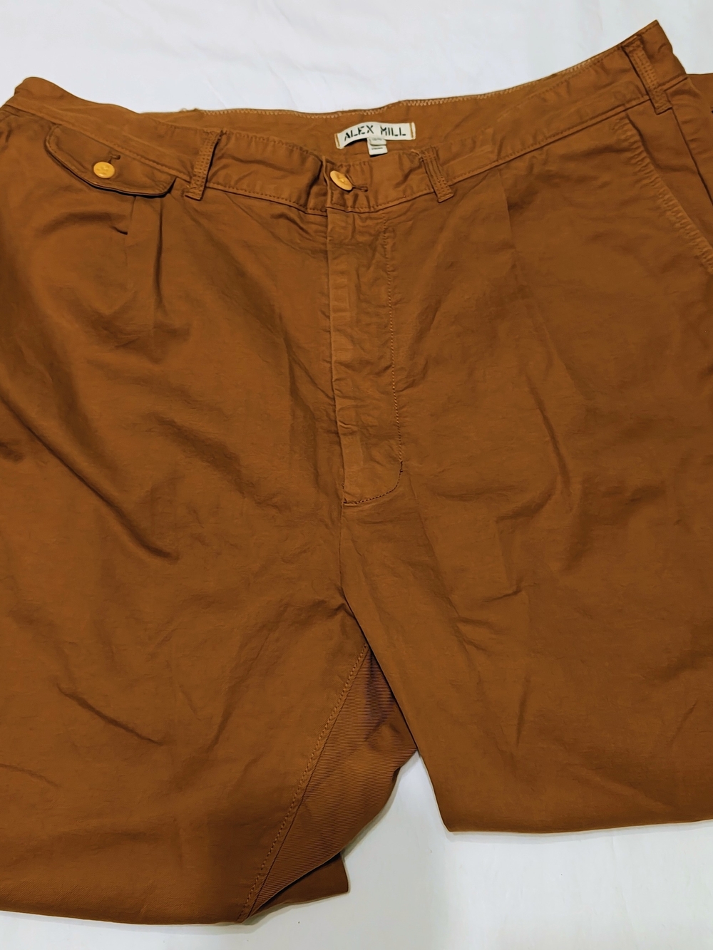 Alex Mill Men's Standard Pleated Chino Pants in Copper - 34/25 - Picture 2 of 4